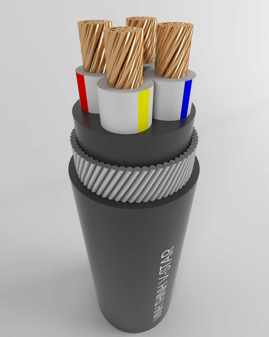 Power Cable LV - 0.6/1 kV Multi-core cables, XLPE insulated, wire armoured with copper conductor